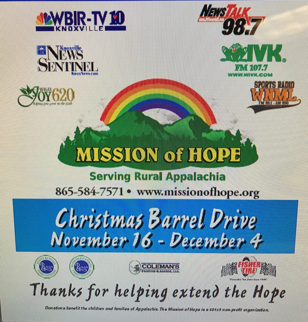 Mission of hope christmas barrel drive.