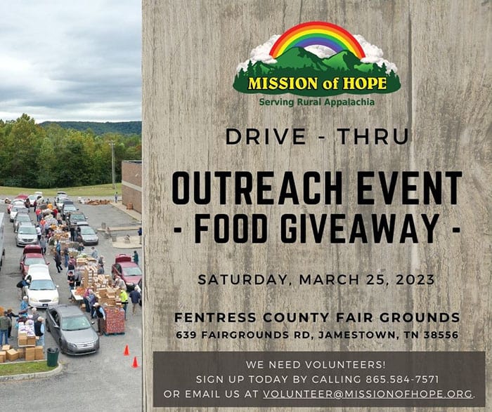 Mission of hope drive-thru food giveaway.