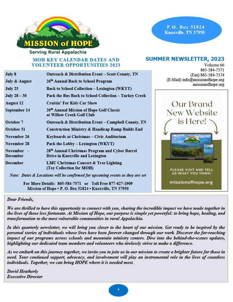 The front page of the summer edition of the region of rose newsletter.